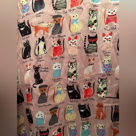 Anany Pink Cat satin Sheen Top with button 3/4 Sleeves Sz S - Picture 3 of 6